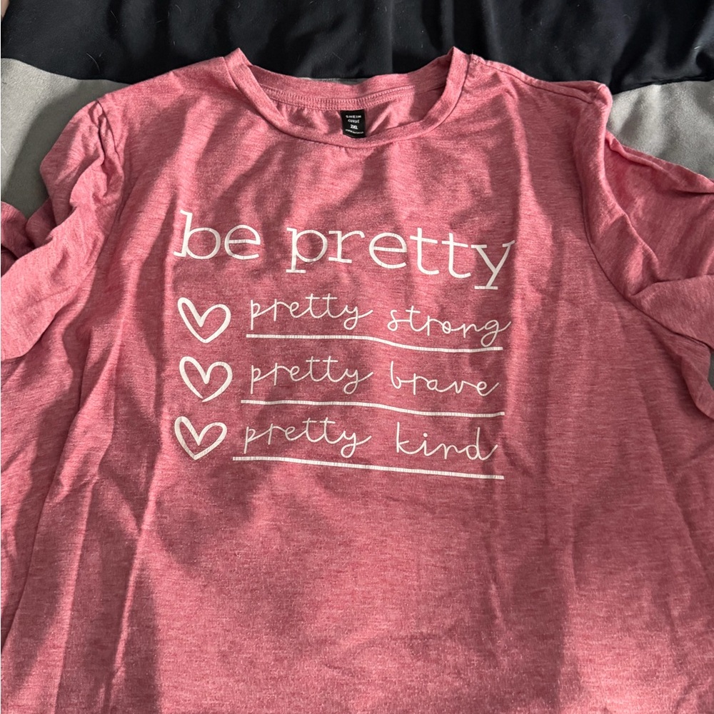 SHEIN Pink 'Be Pretty' Short Sleeve Tee